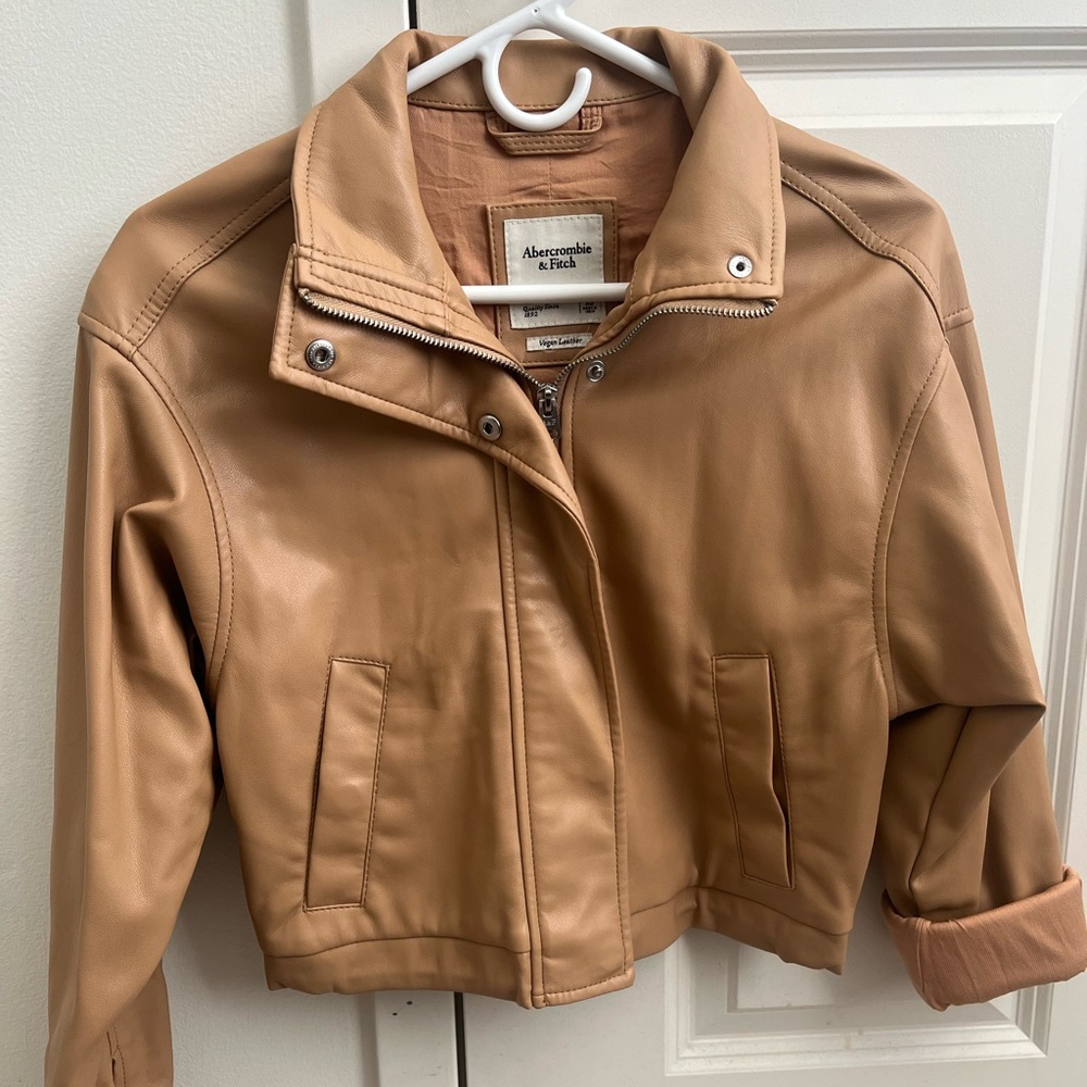 Vegan Leather Cropped Jacket | New with Tags | Abercrombie
